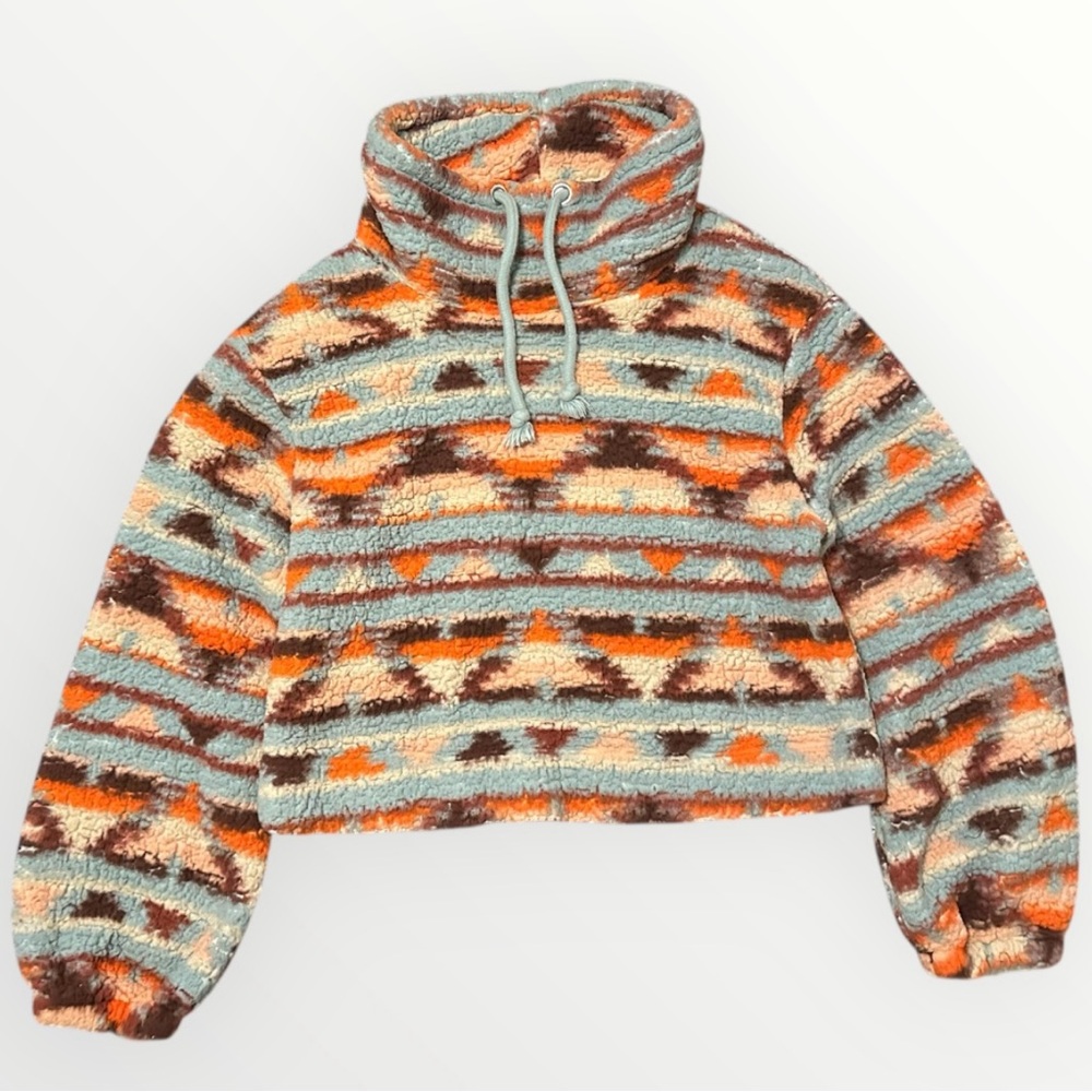 Multicolor Cropped Fleece Pullover